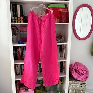 3/$30 BNWT H&M hot pink linen blend pants in size M * read description
